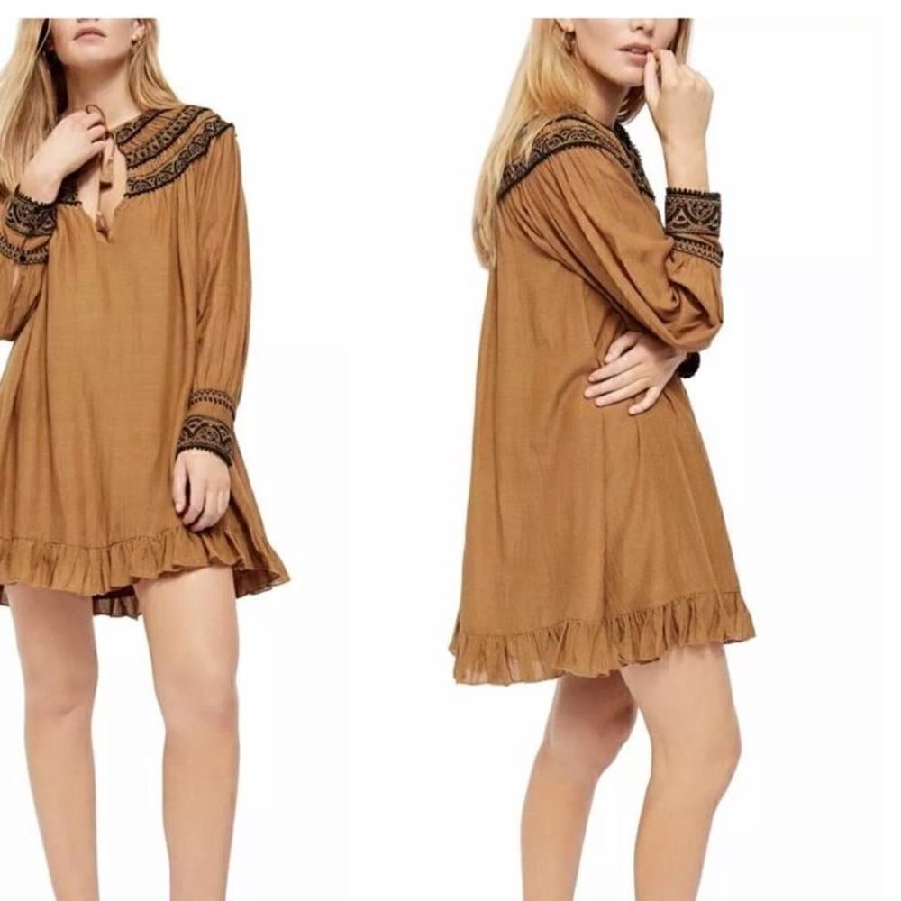 Free People Erin Embroidered Mini Dress Medium
